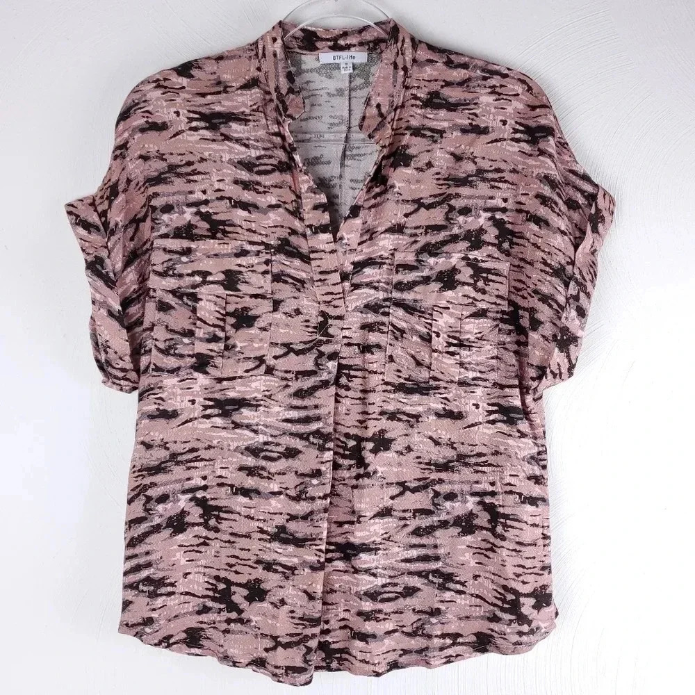 BTFL-LIFE Anthropologie Rayon Safari Boxy Top S